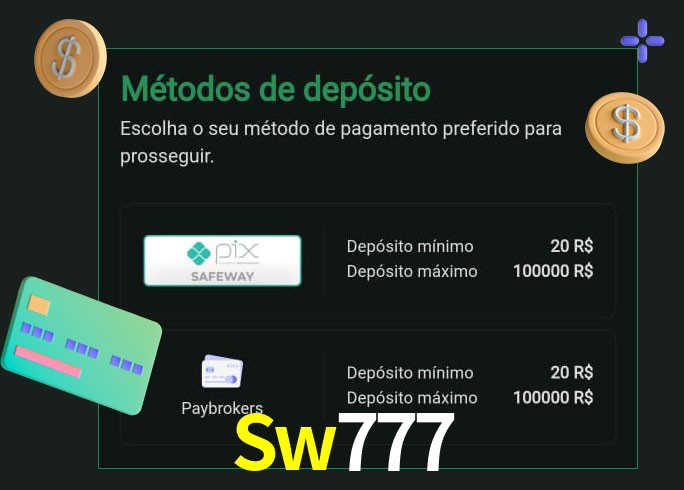 O cassino Sw777 oferece uma grande variedade de métodos de pagamento